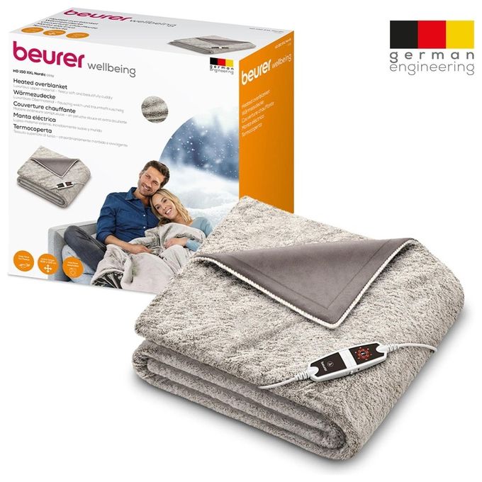 Beurer 40057 HD 150 XXL Nordic Taupe Termocoperta Elettrica 150 W 6 livelli temperatura 200x150 cm colore Grigio