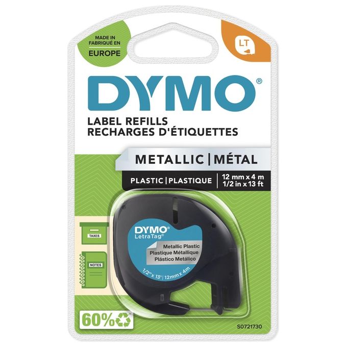 Dymo Nastro Letratag 12mmx4m Met Argento