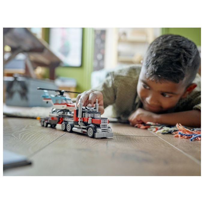 LEGO Creator 31146 3in1 Autocarro con Elicottero, Giochi per Bambini 7+ Anni Ricostruibile in Aereo e Cisterna o Auto e SUV