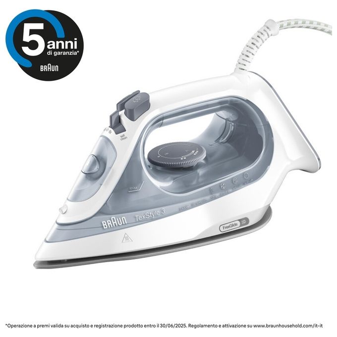 Braun TexStyle 3 SI 3054 Ferro a Vapore Ceramica 2400W Grigio