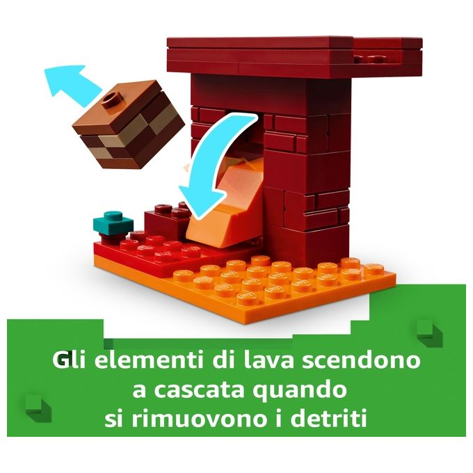 LEGO Minecraft Battaglia sul Ponte del Nether Gioco d'Avventura per Bambini e Bambine da 6 Anni Piccolo Set da Costruire con Funzioni e 4 Personaggi del Videogioco Idea Regalo di Compleanno 21266
