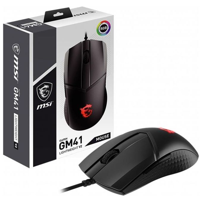 MSI Clutch GM41 Lightweight V2 Mouse Ambidestro Usb Tipo A Ottico 16000 DPI