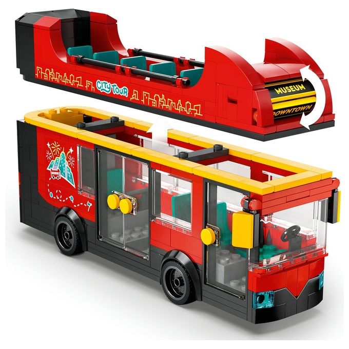 LEGO City Autobus Turistico Rosso a Due Piani Giochi per Bambini e Bambine da 7 Anni in su con Veicolo Giocattolo in Stile Londinese da Costruire e 5 Minifigure Idea Regalo di Compleanno 60407
