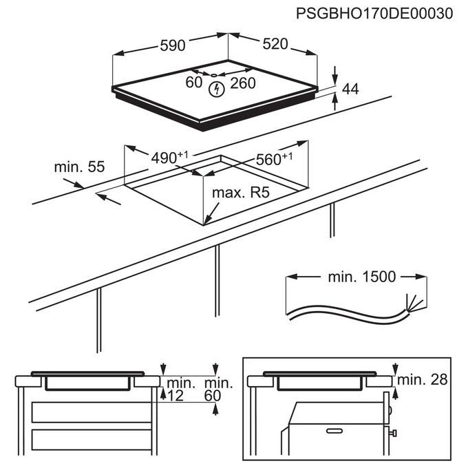 AEG IKE64443FB Piano cottura a Induzione Bridge 60 cm MaxiSense 4 Zone Nero
