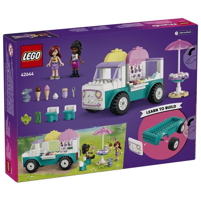 LEGO Friends Il Furgone dei Gelati di Heartlake City Giochi Creativi e Didattici per Bambine da 4 Anni con Camion Giocattolo 2 Mini Bamboline un Coniglietto Cibo e Accessori Set con Veicolo 42644
