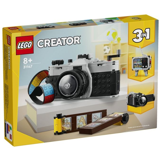 LEGO Creator 31147 3in1 Fotocamera Retro 31147-LEGO Giochi per Bambini 8+ Anni Macchina Fotografica Trasformabile in Videcamera o TV