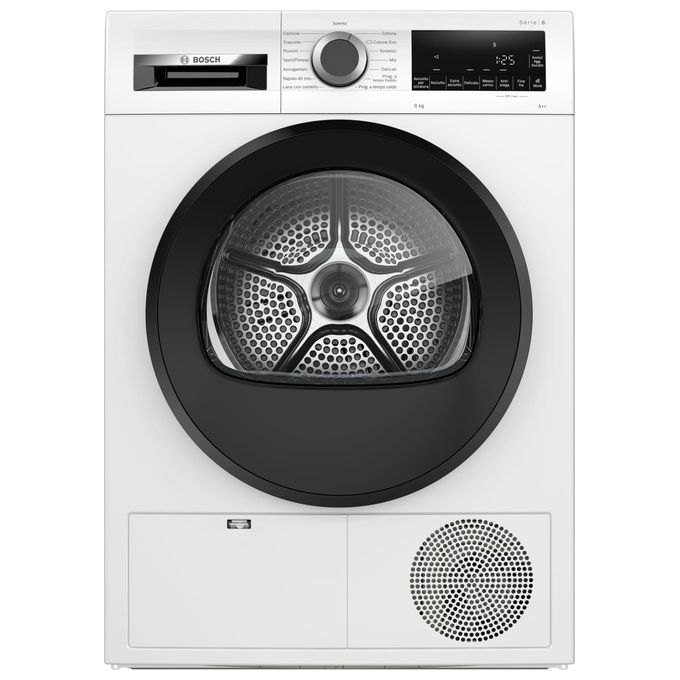 Bosch WQG23100IT Serie 6 - Asciugatrice a pompa di calore 8 kg, Classe A++, AutoDry, programma delicati, (84x60x61 cm), Bianco