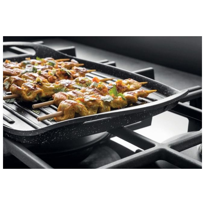 Hotpoint HAGS 72F-BK Serie Cristallo Nero Piano Cottura a Gas 5 Zone 1 Doppia Corona MyMenu Flame Control Griglie in ghisa 73 cm Nero