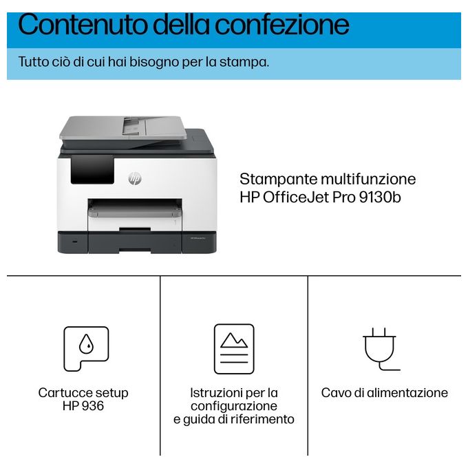 HP OfficeJet Pro Stampante Multifunzione 9130b Colore Copia Scansione Fax Wireless