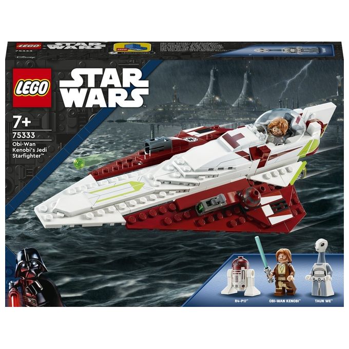 LEGO Star Wars 75333 Jedi Starfighter di Obi-Wan Kenobi, Set l'Attacco dei Cloni con Droide e Minifigure Taun We, Spada Laser