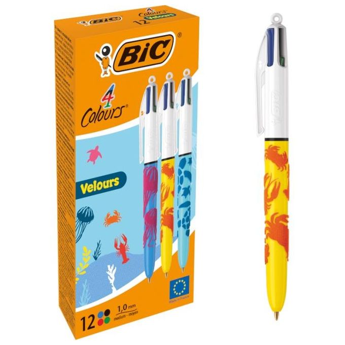 Bic Confezione 12 Penne a Sfera 4 Colori Velours