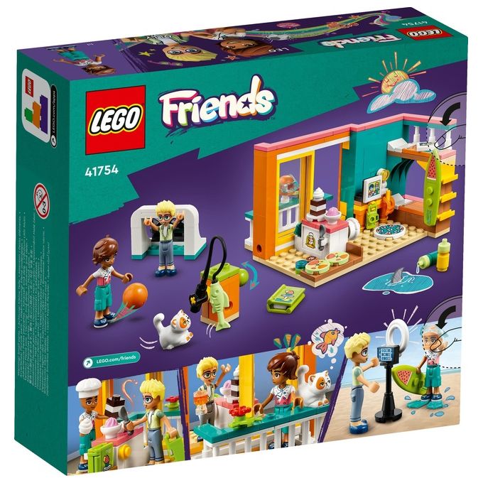 LEGO Friends 41754 La Cameretta di Leo, Set Camera da Letto a Tema Cucina e Video Making, Giochi per Bambini 6+ da Collezione