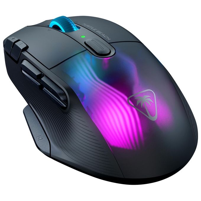 Turtle Beach Kone XP Air - Mouse da gioco wireless RGB ergonomico personalizzabile sensore ottico a 19K DPI 100 ore di batteria e base di ricarica - Nero