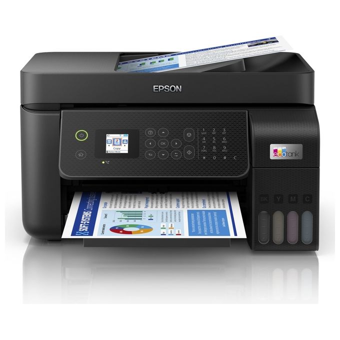 [ComeNuovo] Epson EcoTank ET-4800 stampante A4 (stampa, copia, scansione, fax) ADF, display LCD 3.7cm, USB, Wi-Fi, Wi-Fi Direct, Ethernet, Epson Smart Panel, AirPrint, serbatoi flaconi alta capacita', Nero