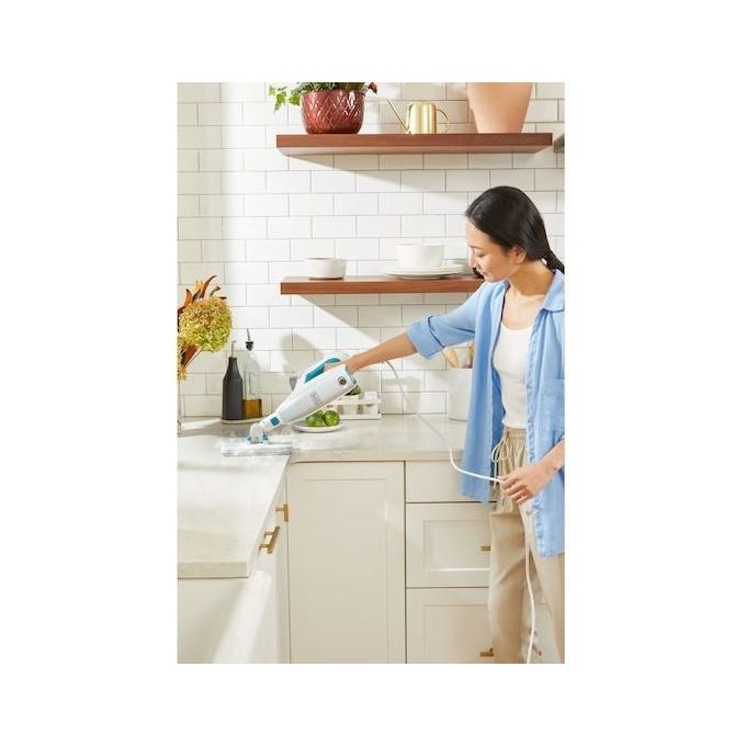 Black+Decker BHSM15FX08 – Pulitore a vapore 2 in 1, capacita' serbatoio 0.5 L, Potenza 1500 W, Pressione vapore elevata, Autonomia fino a 20 min, Kit estensione incluso, Colore Bianco-Arancio