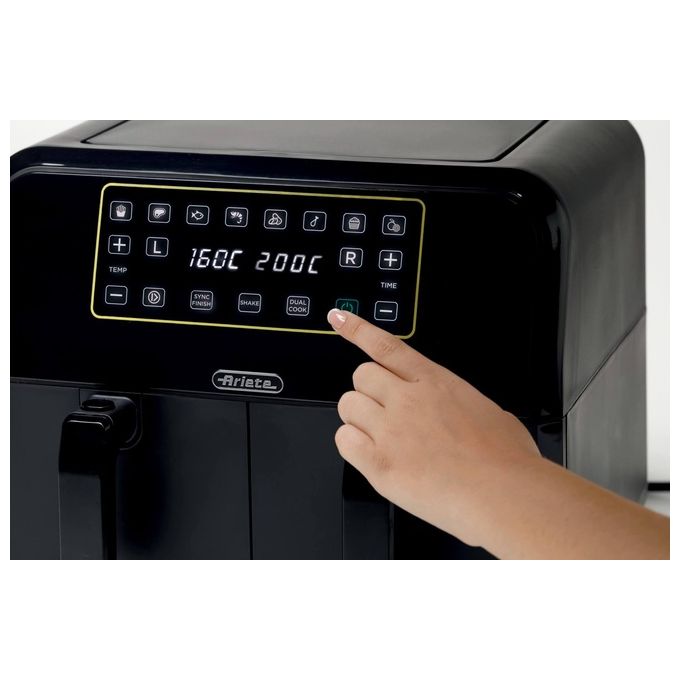 Ariete 4623-00 Friggitrice ad Aria 8 Litri Potenza 1700W con Doppio Cestello colore Nero Airy Fryer Dual