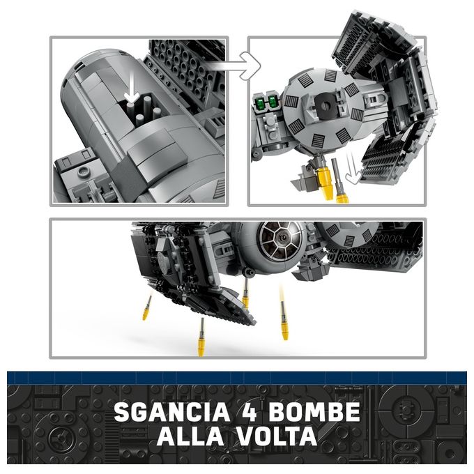 LEGO Star Wars 75347 TIE Bomber Model Building Kit, Modellino da Costruire di Starfighter con Darth Vader e Spada Laser