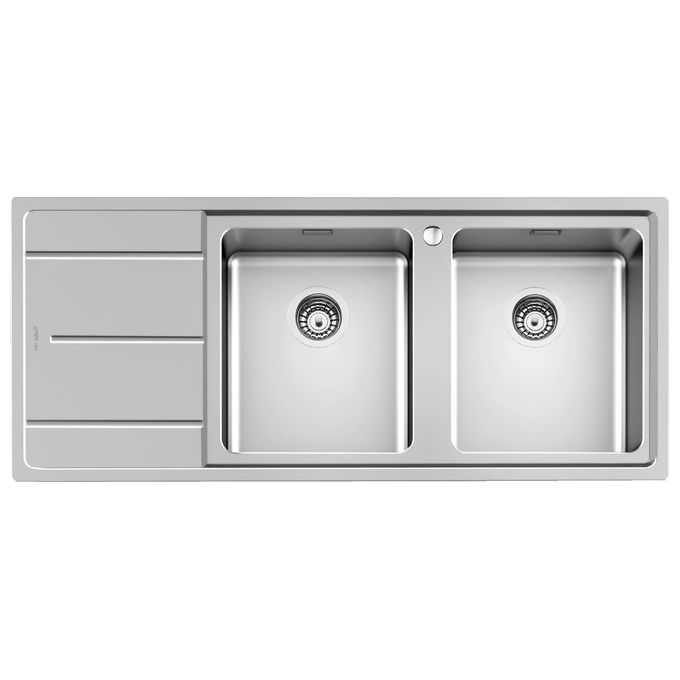 Foster 3212051 Lavello Acciaio Inox Spazzolato da Incasso 2 Vasche a Destra 116x50cm