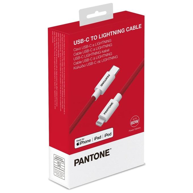 Pantone Cavo USB-C a Lightning Compatibile con Dispositivi Apple e Sistema iOS Rosso