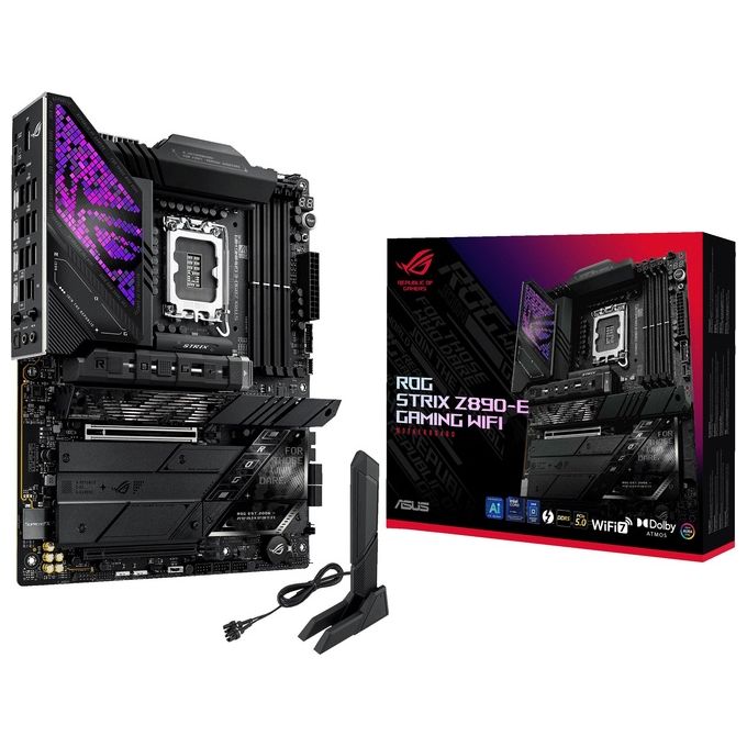 ASUS ROG Strix Z890-E Gaming WiFi Scheda Madre Intel ATX 18122 Fasi di Alimenrtazione Slot DDR5 PCIe 5.0 GPU di Nuova Generazione 7 slot M.2 WiFi 7 AI Overclocking AI Networking II