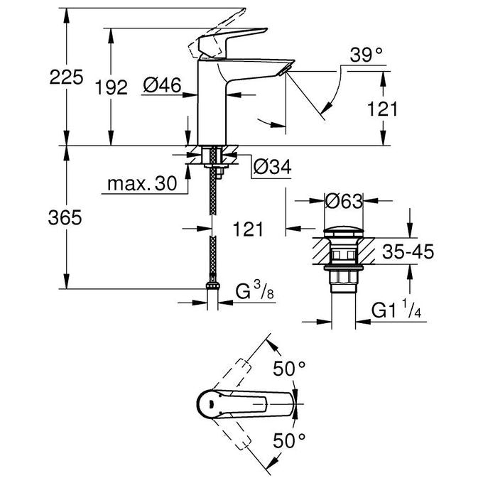 Grohe Miscelatore Lavabo Bocca Alta Start Nero Opaco