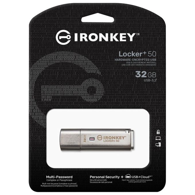 Kingston Technology IronKey Locker 50 Unita' Flash USB 32Gb USB tipo A 3.2 Gen 1 Argento