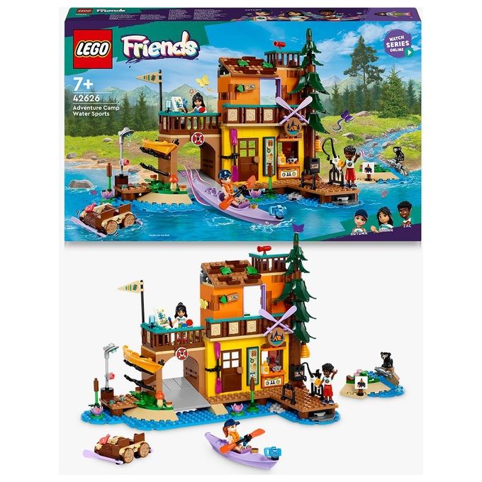 LEGO Friends 42626 Campo Avventura Sport Acquatici Giochi di Ruolo Educativi per Bambine e Bambini da 7 Anni con Molo e Campeggio Giocattolo da Costruire Accessori e 3 Personaggi Idea Regalo