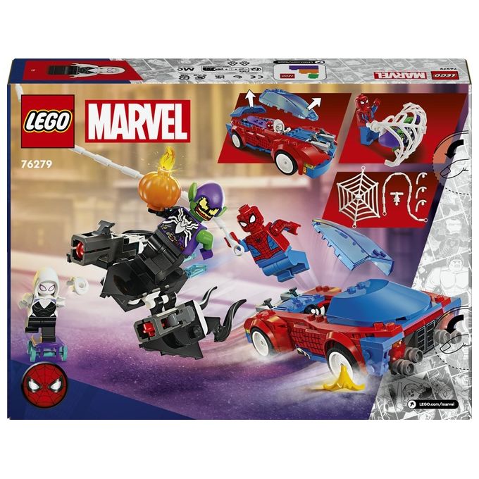 LEGO Marvel 76279 Auto da Corsa di Spider-Man e Venom Goblin, Gioco per Bambini di 7+ Anni, Veicoli Giocattolo dei Supereroi