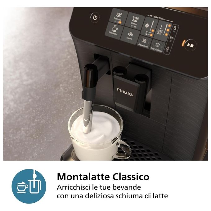 [ComeNuovo] Philips EP0820-00 Macchina Caffe' Caffe' Macinato in Polvere Espresso con Macinacaffe' e Erogatore di Vapore colore Nero