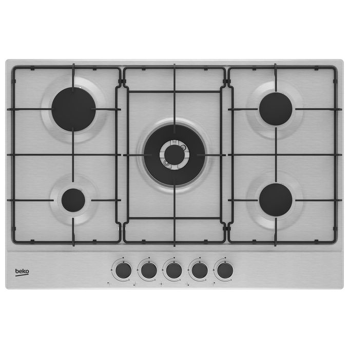 BEKO HIAW75223SXE Piano Cottura Acciaio Inossidabile da Incasso 75cm a Gas 5 Fornelli