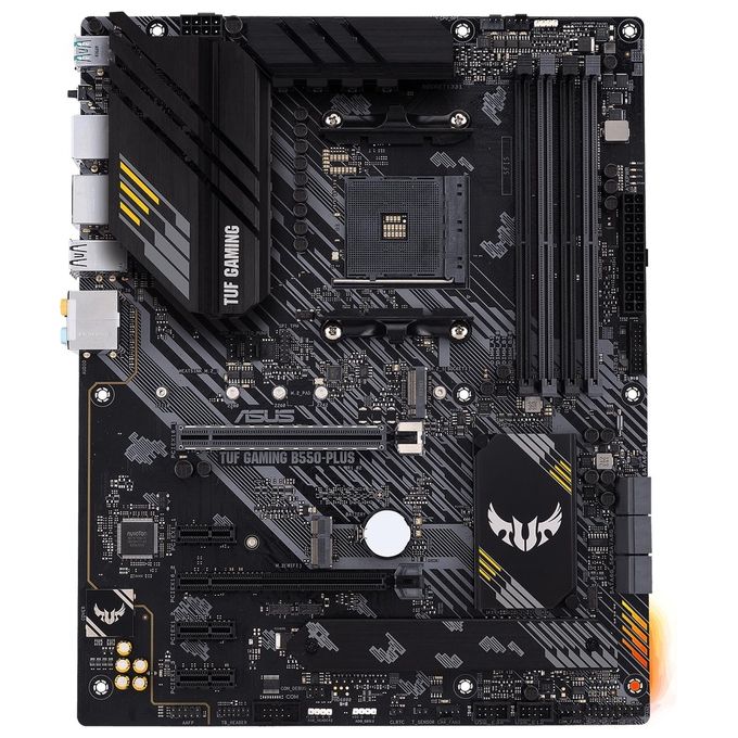 ASUS TUF GAMING B550-PLUS, Scheda Madre Gaming ATX AMD B550, PCIe 4.0, Doppio M.2, 10 Fasi di Alimentazione DrMOS, 2,5Gb Lan, HDMI, DP, USB 3.2 Gen 2 Type-A e Type-C, Aura Sync RGB