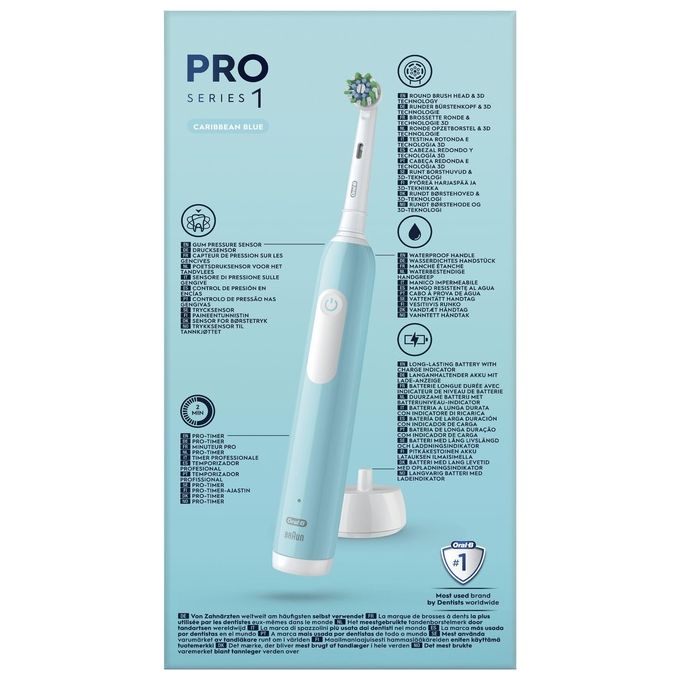 Oral B spazzolino elettrico ricaricabile series 1 blu con timer e 2 testine