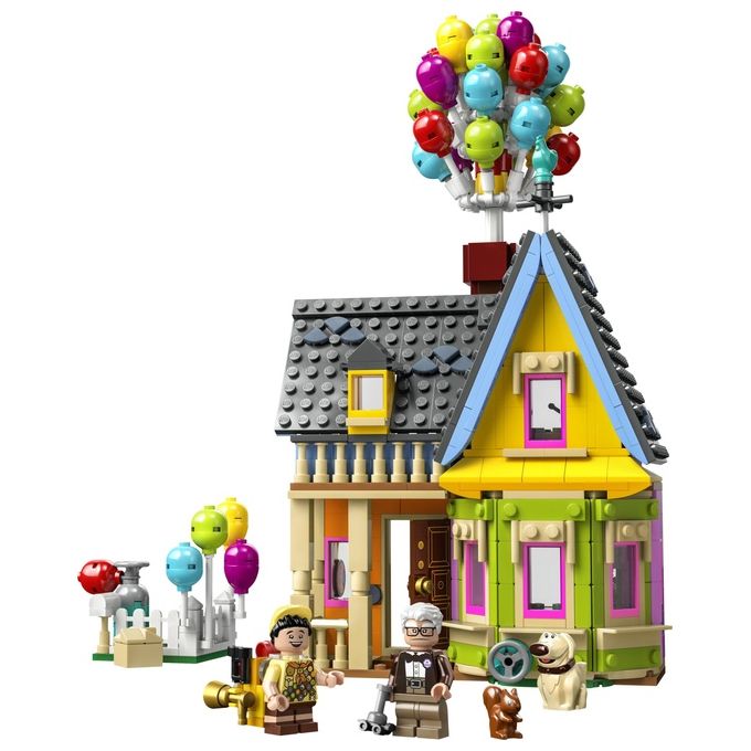 LEGO Disney e Pixar 43217 Casa di “Up'', Modellino con Palloncini e Figure di Carl, Russell e Dug, Set Disney 100° Anniversario