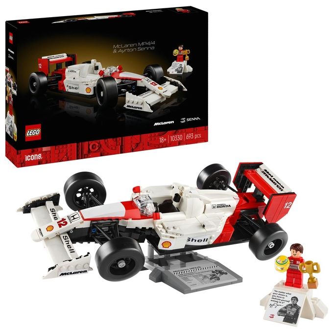 LEGO 10330 Icons Modellino da Costruire McLaren MP4-4 con Minifigure di Ayrton Senna 693 pezzi colore Nero