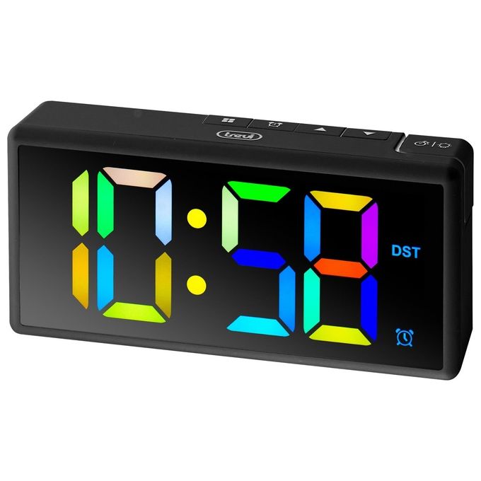 Trevi EC-886 Orologio Digitale Nero con Grande Display Multicolor