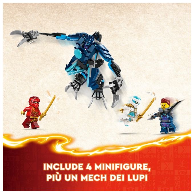 LEGO NINJAGO 71808 Mech Elemento Fuoco di Kai, Giochi per Bambini di 7+ Anni con 2 Action Figure da Costruire e 4 Minifigure