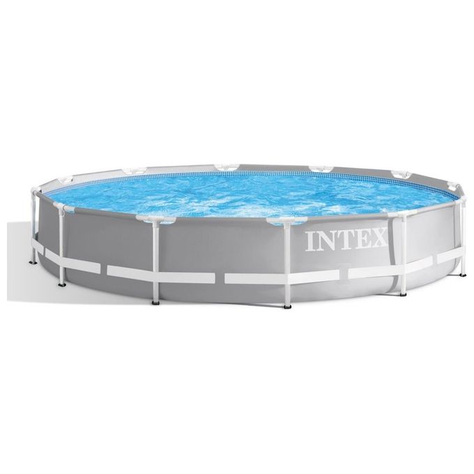 Intex 26712NP Piscina Fuori Terra Prisma Frame Rotonda Pompa Filtro 2006 L-h 6503 L Acciaio e PVC Grigio 366x76 cm 366x76 cm Con Pompa Filtro