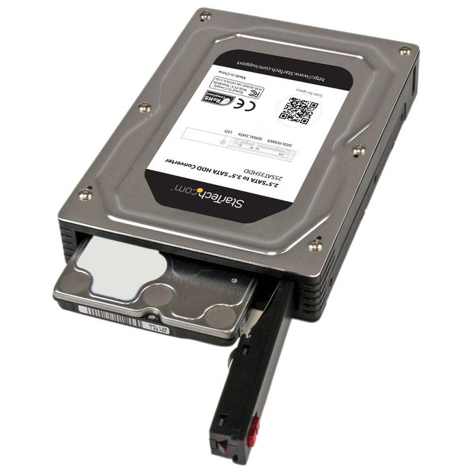StarTech Box esterno adattatore per dischi rigidi SATA da 2,5” a 3,5 in alluminio con altezza massima SSD - HDD di 12,5 mm