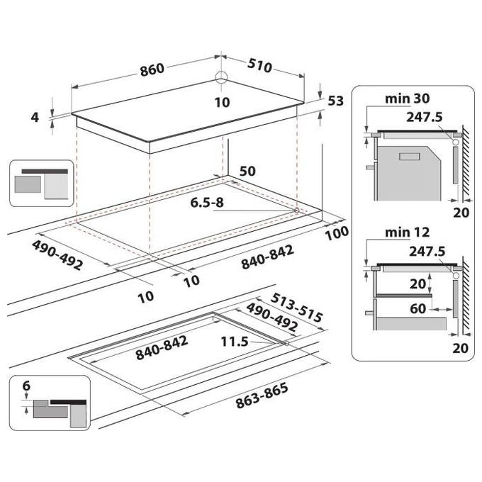 Whirlpool SMP29010CNEIXL Piano cottura ad induzione cm. 86 10 fuochi vetroceramica nero