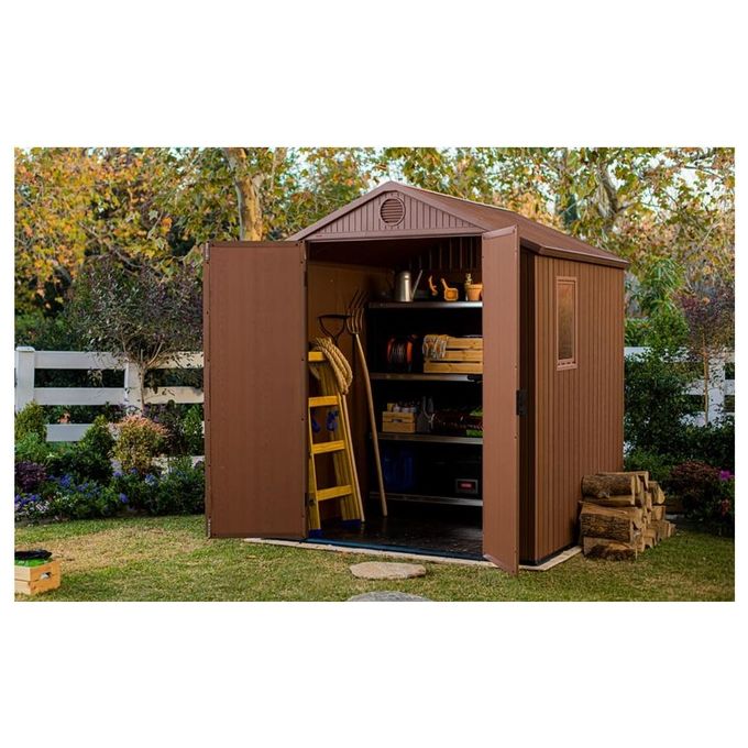 Keter Casetta Da Giardino In Resina Darwin 6x6 Marrone 190x183x221h