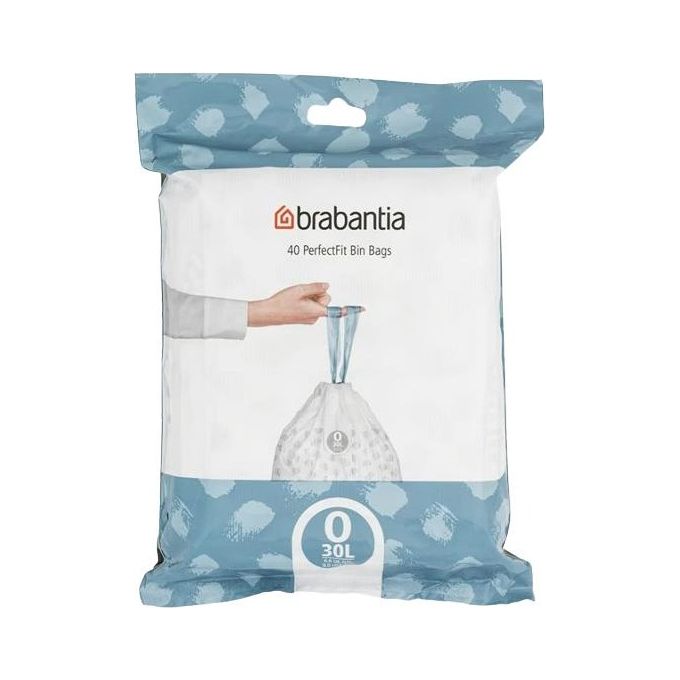 Brabantia 124846 PerfectFit Sacchi Immondizia Codice O 30L 40 Pezzi Dispenser colore Bianco