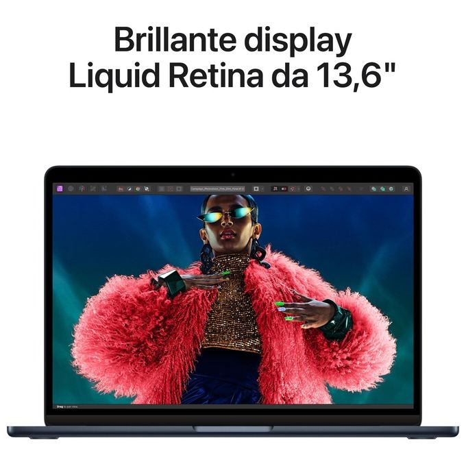 Apple MacBook Air 13'' con Chip M3 8Gb Archiviazione SSD 256Gb Videocamera FaceTime HD 1080p Touch ID 13.6'' Mezzanotte