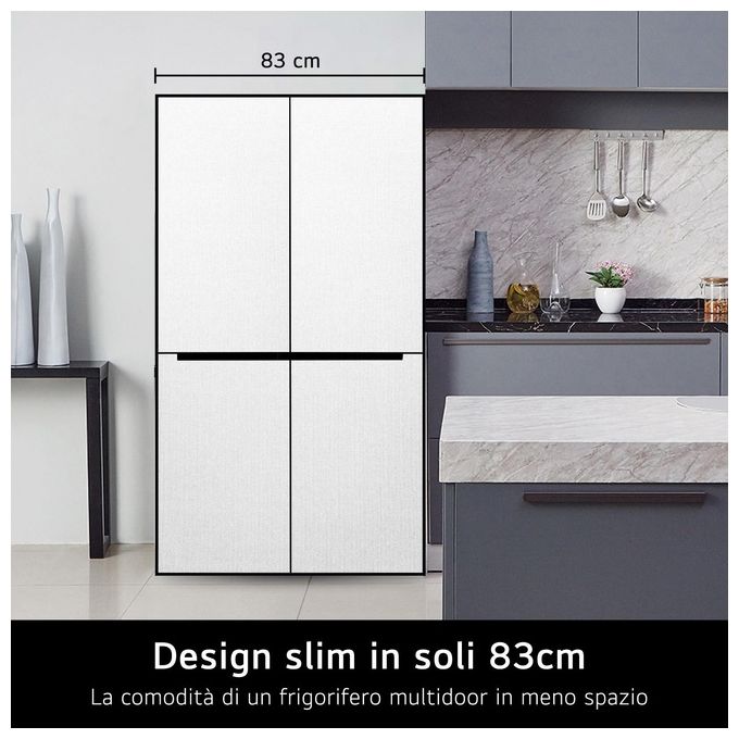 LG GMB860PYDE Frigorifero Multidoor Slim Classe Energetica E 530 Litri Wi-Fi Total No Frost Argento