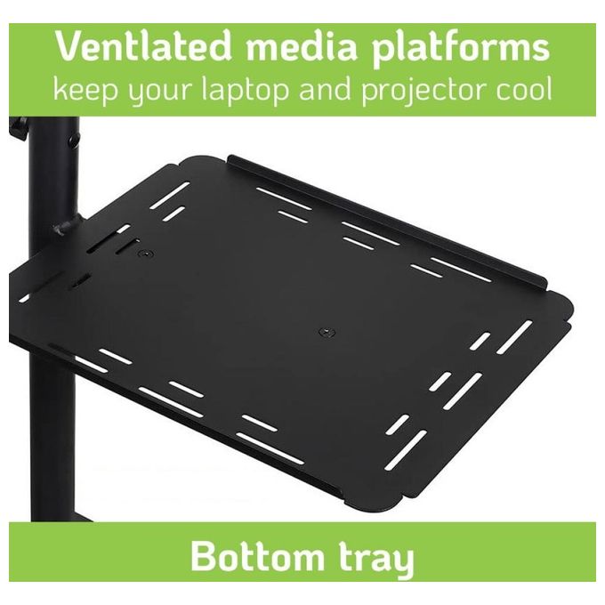 Techly 362145 Carrello per Proiettore Notebook Regolabile con Mensola Nero
