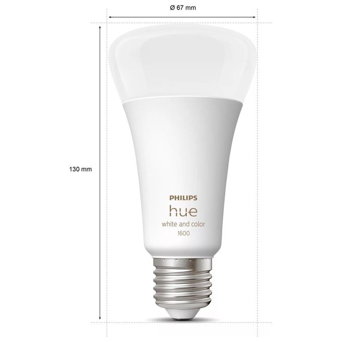 Philips 8719514288157 Hue White and Color Ambiance Lampadina Smart LED E27 A67 15W 1521lm 2000-6500K Dimmerabile Bluetooth Zigbee colore Bianco