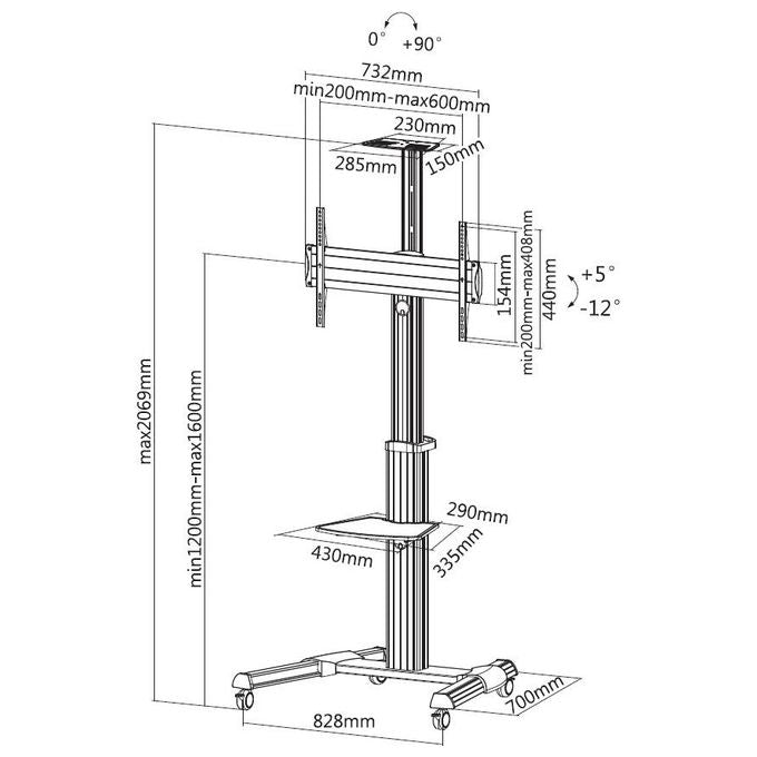 Conceptronic Supporto per Display Espositivi 70'' Nero-Bianco