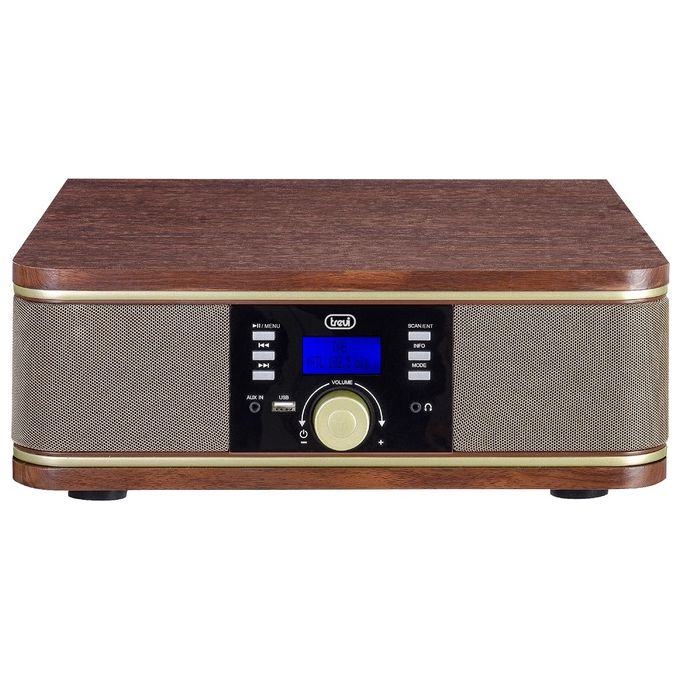 Trevi TT 1042 DAB Giradischi Stereo DAB-DAB con Mp3 USB Bluetooth Mobile in Legno con Coperchio