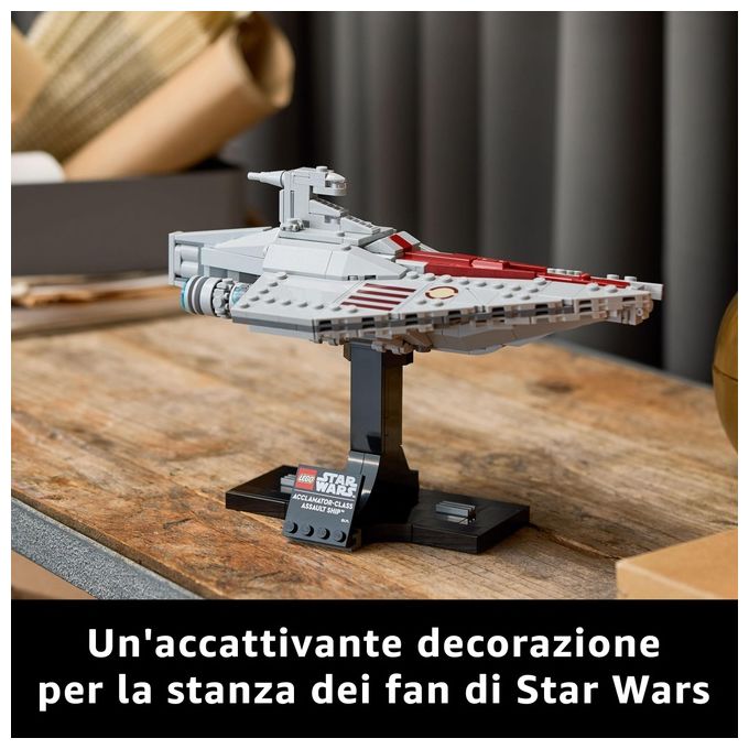 LEGO Star Wars 75404 Nave d'Assalto Classe Acclamator, Modellino da Costruire di Astronave da Collezione con Supporto, Idea Regalo di Compleanno per Adulti, Uomo, Donna e Fan dell'Attacco dei Cloni