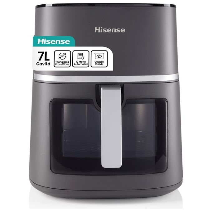Hisense HAF1900D - Friggitrice ad aria 7 L, potenza 1800 W, programmi preimpostati, display digitale, tecnologia di cottura ad aria calda, colore Nero