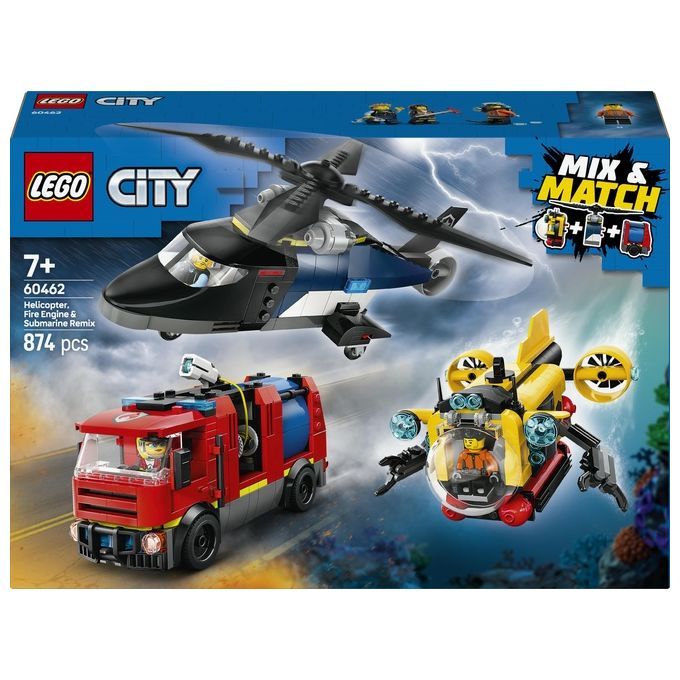 LEGO Set Costruzioni City 60462 Elicottero Autopompa Sottomarino MixeMatch per Creativita' senza Confini